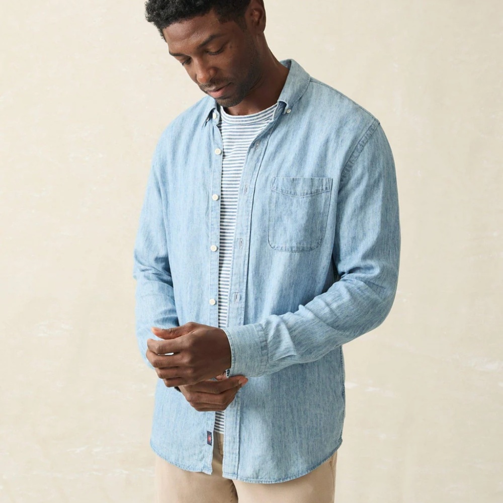 Faherty Tried and True Chambray long sleeve men’s button up shirt